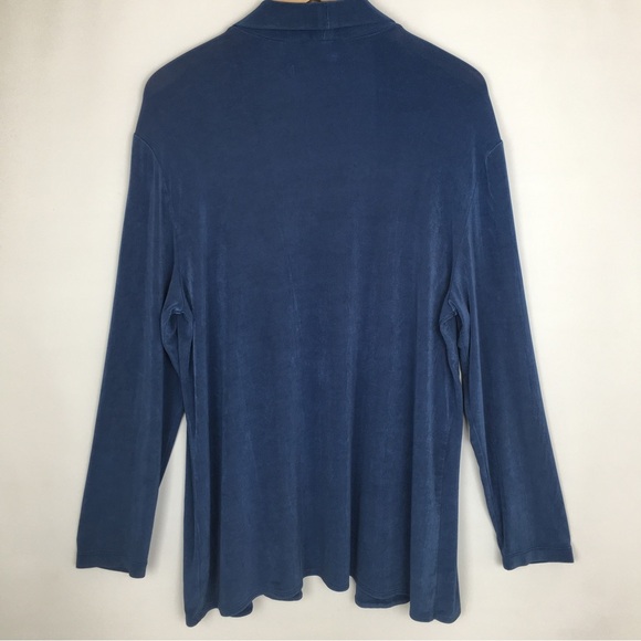 Chico’s Traveler's Open Front Cardigan Slinky Stretchy Blue Women’s Size 16 - Picture 9 of 10